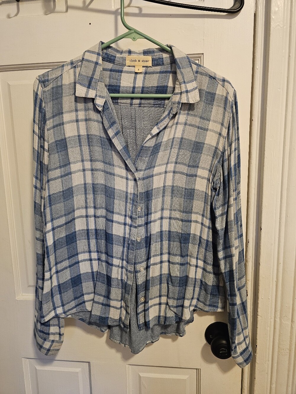 cloth & stone White and Blue Plaid Button-Down Shirt